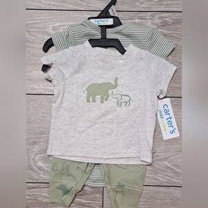 Brand New Carter's 3 Piece Baby Elephant Outfit Set
